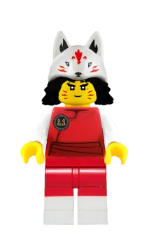 a lego figure with a cat on it's head