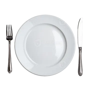 a white plate with silverware on it