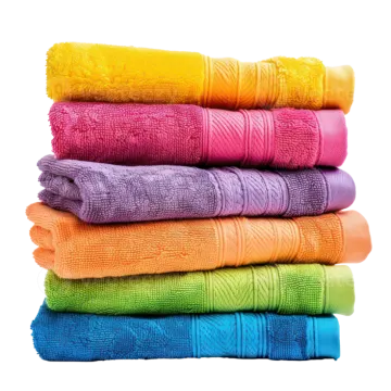 a stack of colorful towels