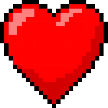 a pixeled red heart