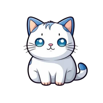 a white cat with blue eyes sitting down