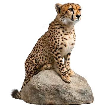 a cheeta sitting on top of a rock