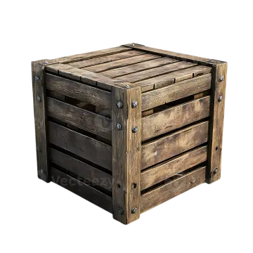 a wooden crate on a white background