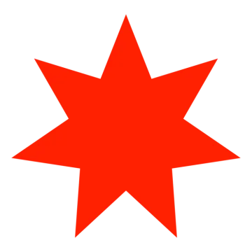 a red star with a white background