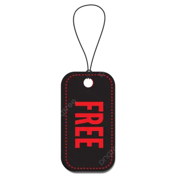 a black and red tag with the word free