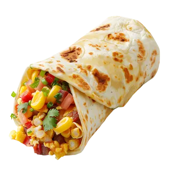 a burritoa on a white background