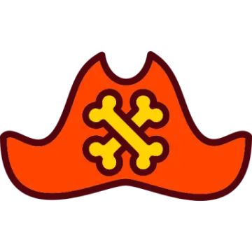 a pirate hat with a cross on it
