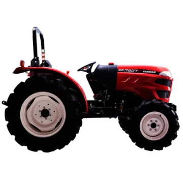 a red tractor on a white background