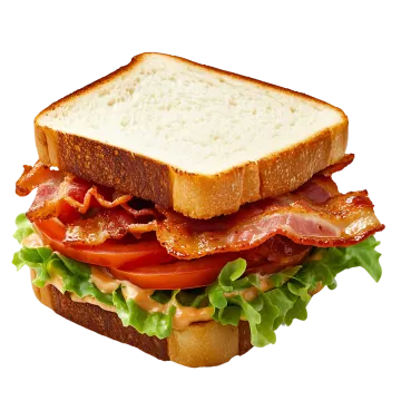 a sandwich with bacon, tomato and lete