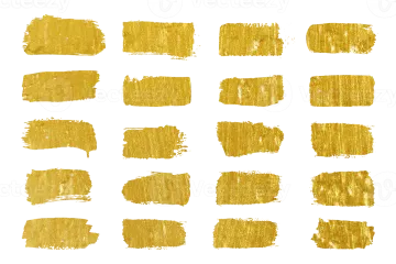 a set of gold paint strokes