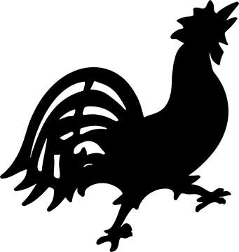 a black and white silhouette of a rooster