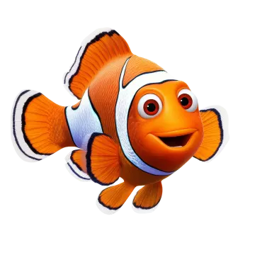 an orange clown fish with a white background