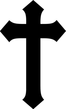 a black and white cross on a white background