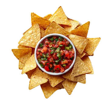 a white bowl filled with chips and salsa salsa