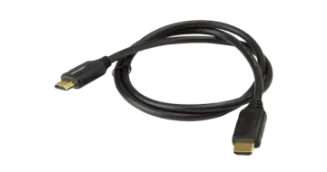 a black usb cable with a gold connector