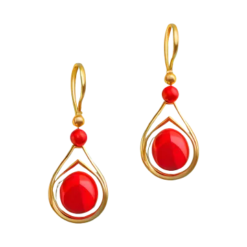 a pair of red and gold earrings