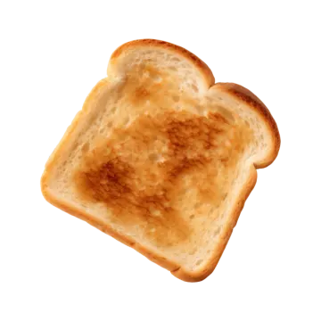 a piece of toasted bread on a white background