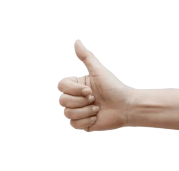a person's hand giving the thumbs sign