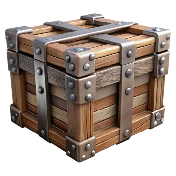 an image of a wooden box with metal handles