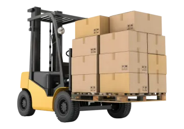 a fork truck with boxes on the back