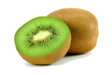 two kiwis cut in half on white background