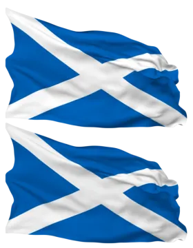 two scottish flags flying in the wind