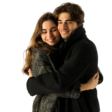 a man hugging a woman