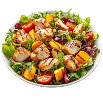 grilled chicken and peach salad