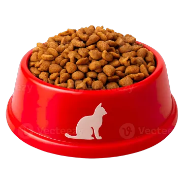 a red bowl filled with cat food