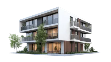 a 3d rendering of a modern apartment building