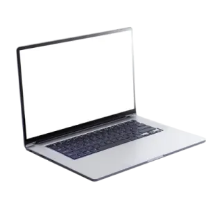 an open laptop computer with a white screen