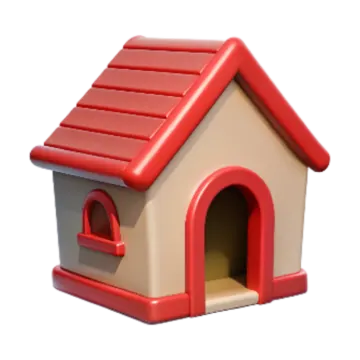 a small dog house with a red roof