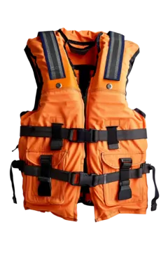 an orange life vest on a white background