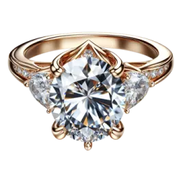 a rose cut diamond engagement ring on a white background