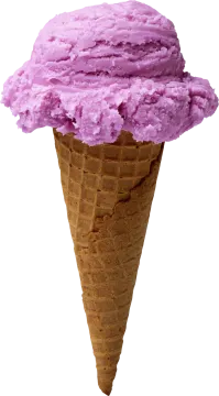 an ice cream cone filled with pink ice cream