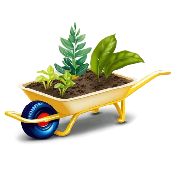 a wheel with a plant in it