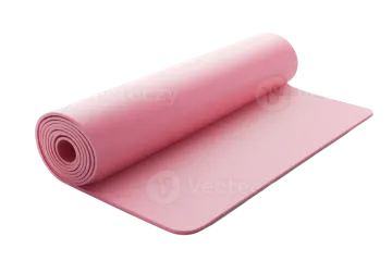 a pink yoga mat on a white background