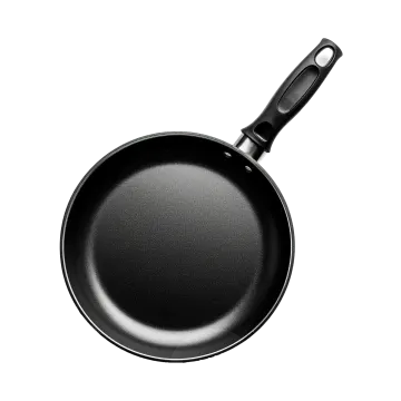 a black frying pan on a white background