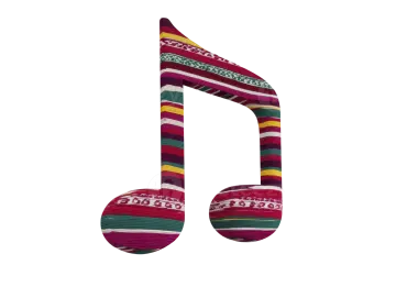 a colorful music note on a white background