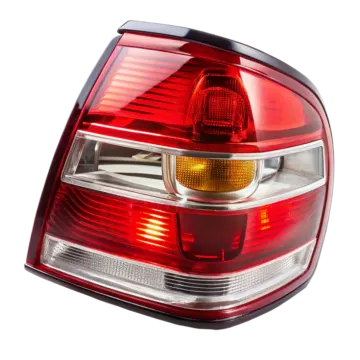 a rear view of the tail light of a car