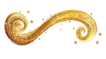 a gold swirl with stars on it