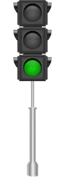 a green traffic light on a white background