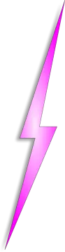a pink lightning bolt on a white background