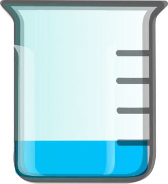 a beakle with blue liquid in it