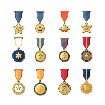 gold, silver, bronze and bronze medals