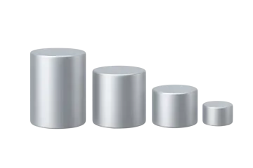 a set of three metal cylinders on a white background