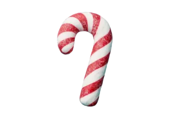 a red and white candy cane on a white background