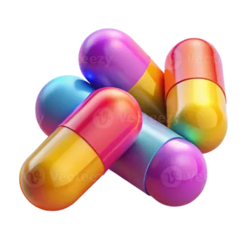 colorful pills on a white background