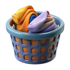 a laundry basket filled with clothes