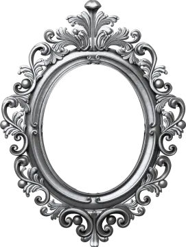 an ornate silver frame on a white background